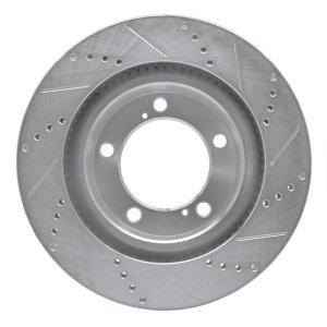 Lexus LX570 Brake Rotor (1) - Front Left - R1 Concepts - Drilled & Slotted - Silver - `08-`21